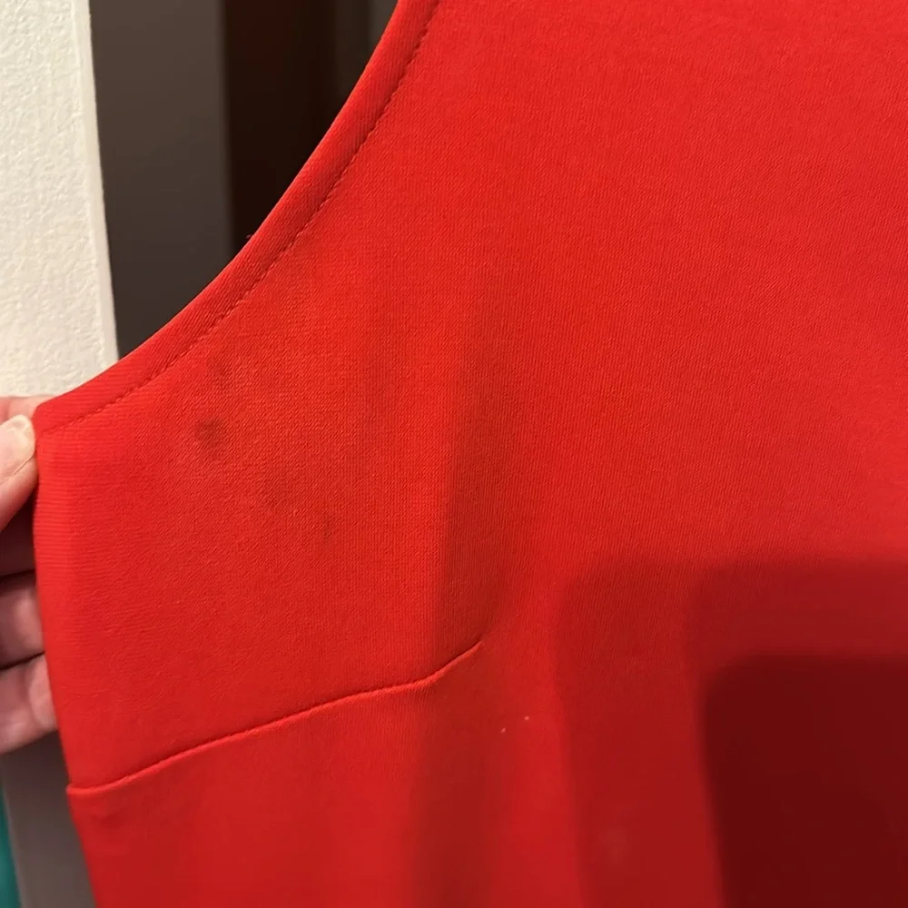 J.Crew 365 Red Stretch Ponte sheath v-neck 8 flare hem sleeveless zipper dress - Picture 15 of 16